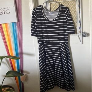 Lularoe black and white striped dress